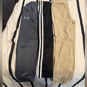 Boys Under Armour Gray Joggers, Chaps stretch skinny pants and Adidas pants.